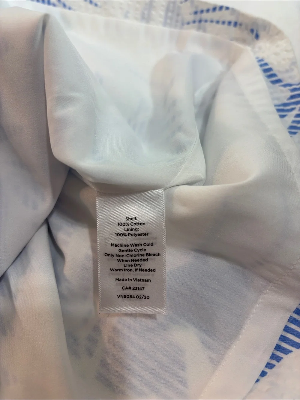 Talbots Blue and White Tropical-Print A-Line Skirt